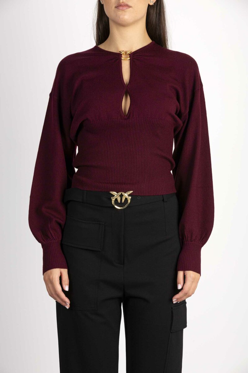 PINKO-MAGLIA COSTINA LANA-PKCHIOCCIA BORDEAUX