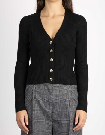 PINKO-CARDIGAN LANA LOGO-PKTILACINO NERO