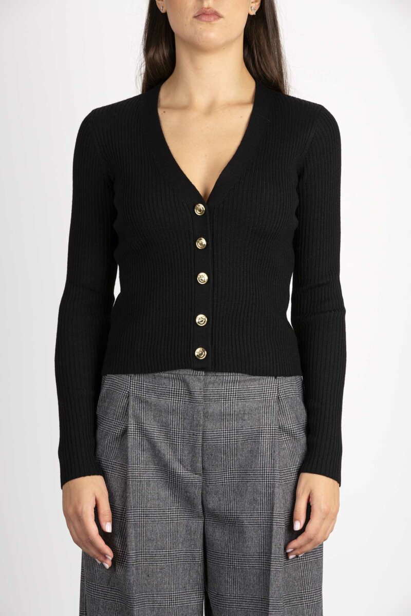 PINKO-CARDIGAN LANA LOGO-PKTILACINO NERO