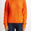 PATRIZIA PEPE-MAGLIA MIX PUNTI COLLO A CRATERE-PP2K0131K053 ORANGE