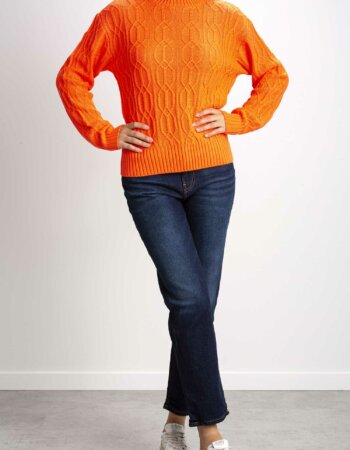 PATRIZIA PEPE-MAGLIA MIX PUNTI COLLO A CRATERE-PP2K0131K053 ORANGE