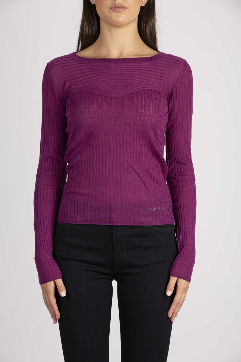 PATRIZIA PEPE-MAGLIA  ESSENTIAL SUPER LIGHT-PP8K0155K034 PURPLE