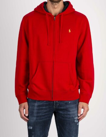 RALPH LAUREN-FELPA CON CAPPUCCIO E ZIP-RL853207A3 RED