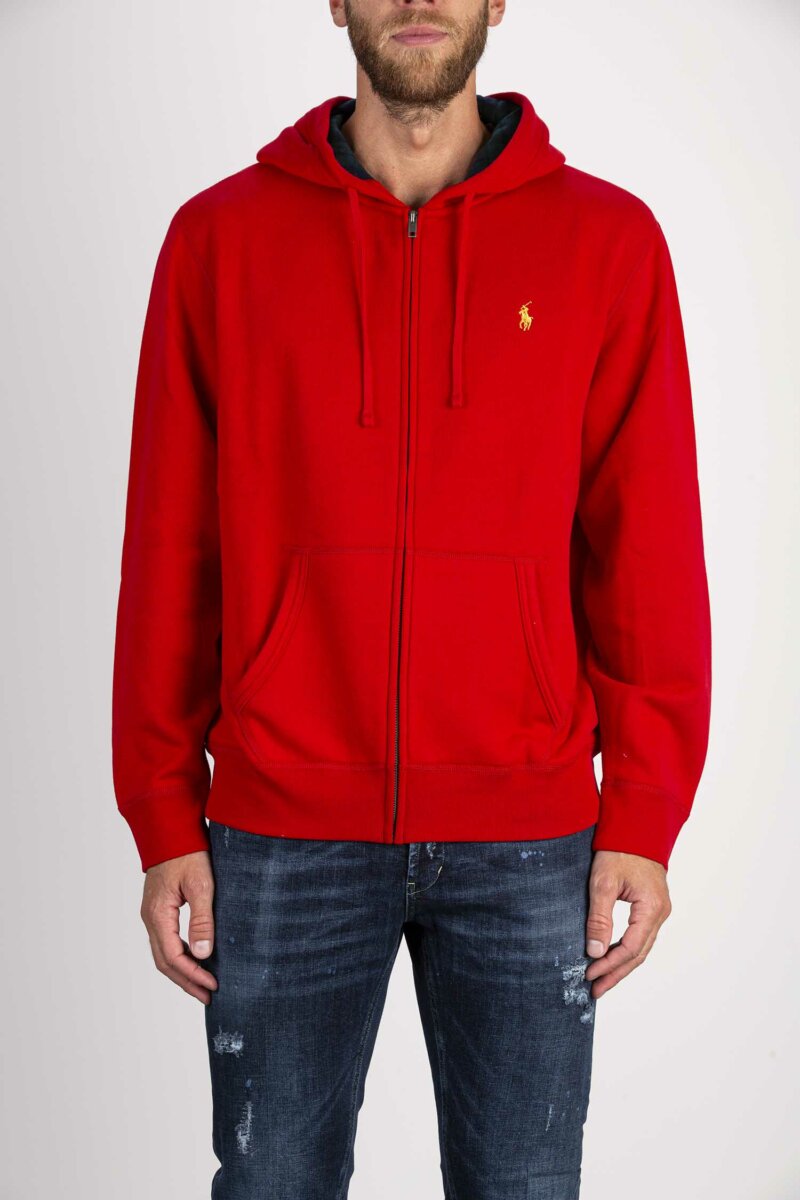 RALPH LAUREN-FELPA CON CAPPUCCIO E ZIP-RL853207A3 RED