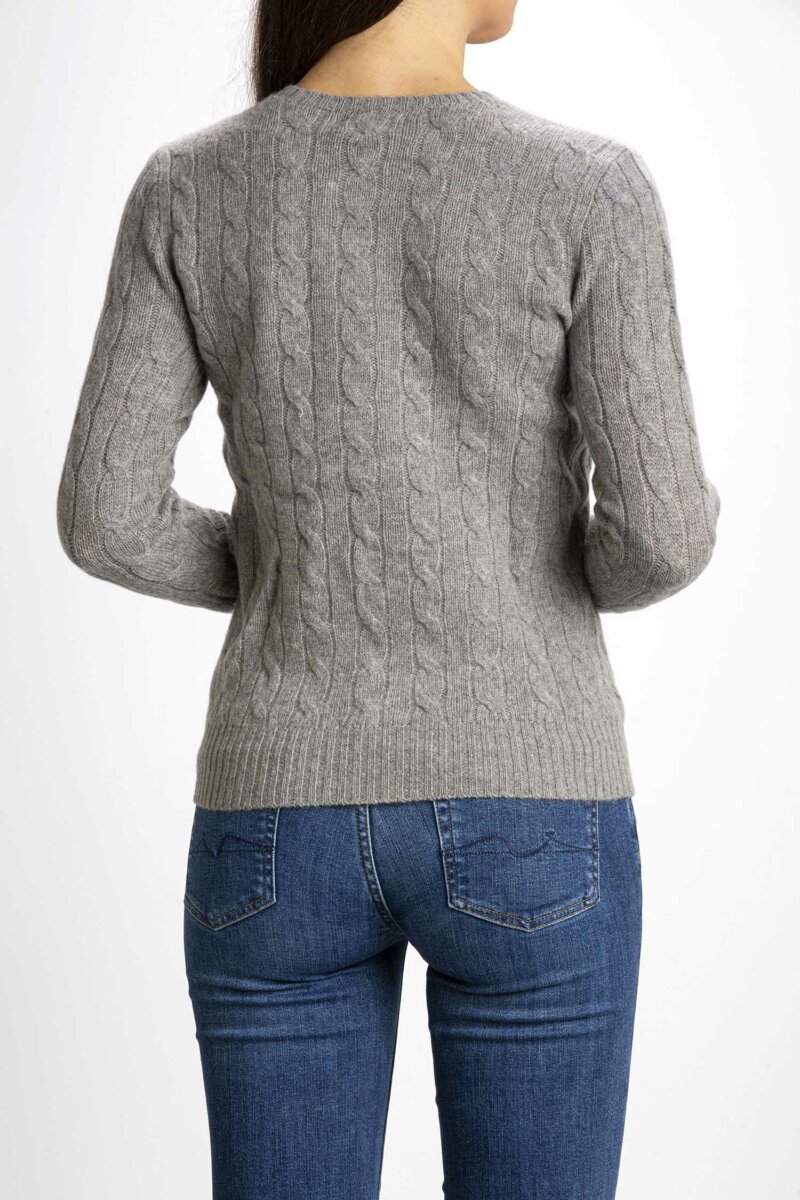 RALPH LAUREN-MAGLIA TRECCIA MISTO KAS-RL875831 GREY