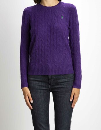 RALPH LAUREN-MAGLIA TRECCIA MISTO KAS-RL875831 PURPLE