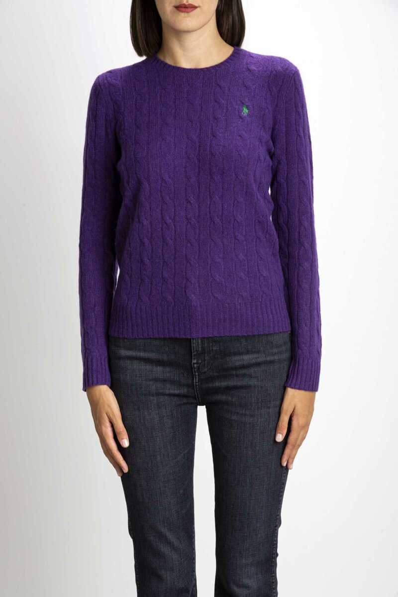 RALPH LAUREN-MAGLIA TRECCIA MISTO KAS-RL875831 PURPLE