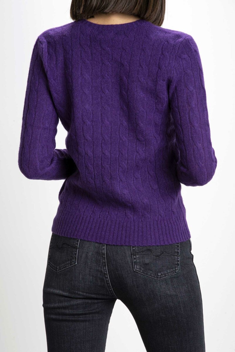 RALPH LAUREN-MAGLIA TRECCIA MISTO KAS-RL875831 PURPLE