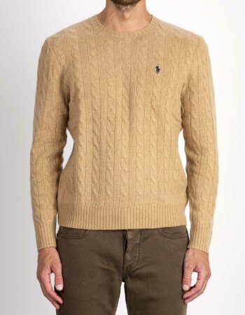 RALPH LAUREN-MAGLIA CON TRECCE-RL876762 CAMEL