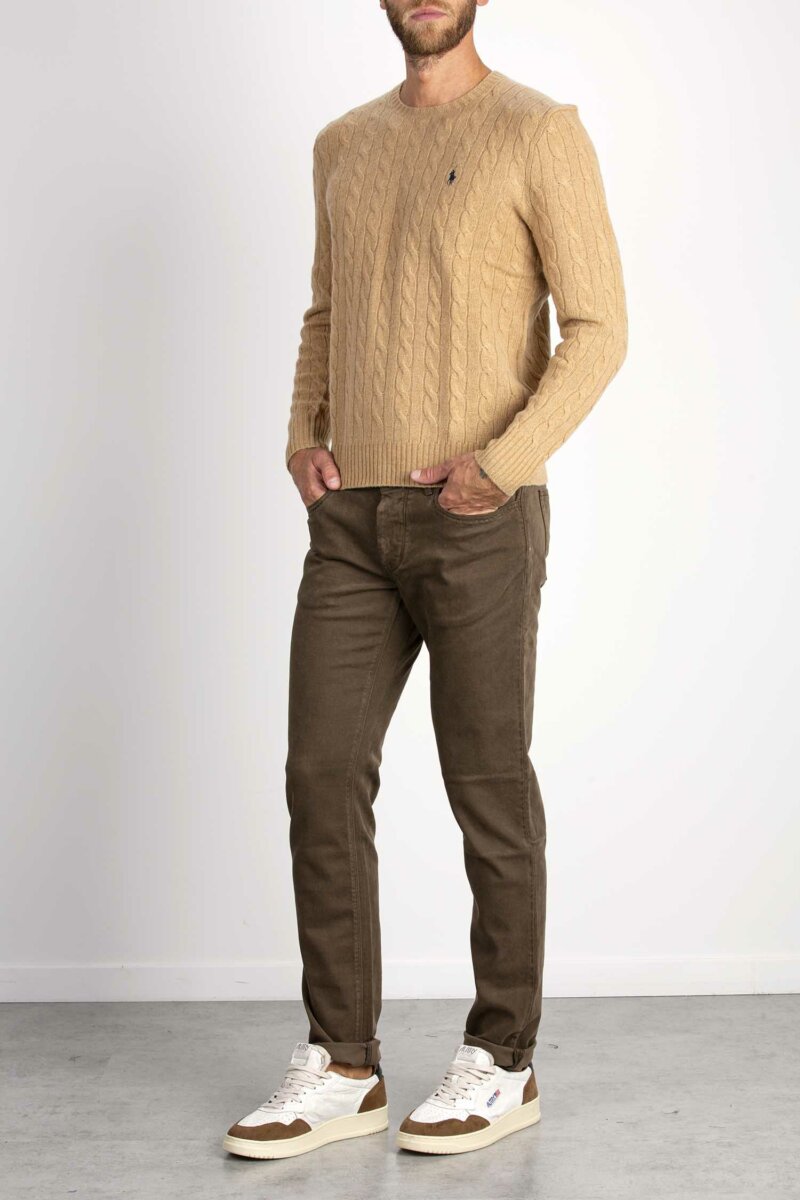 RALPH LAUREN-MAGLIA CON TRECCE-RL876762 CAMEL