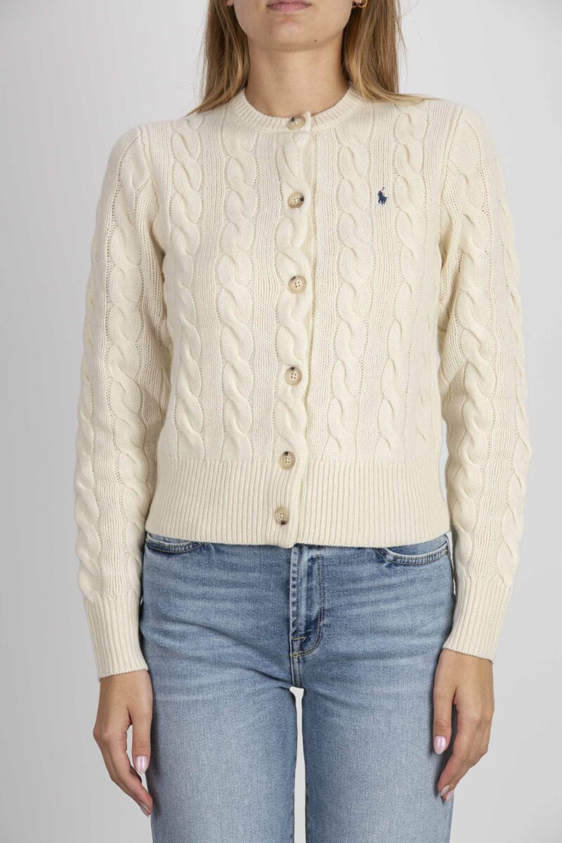 RALPH LAUREN-CARDIGAN TRECCE-RL910443 CREAM