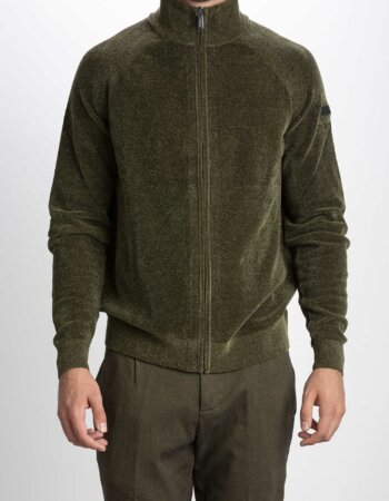 RRD-MAGLIA VELVET FULL ZIP UOMO-RRDW22083 VERDE