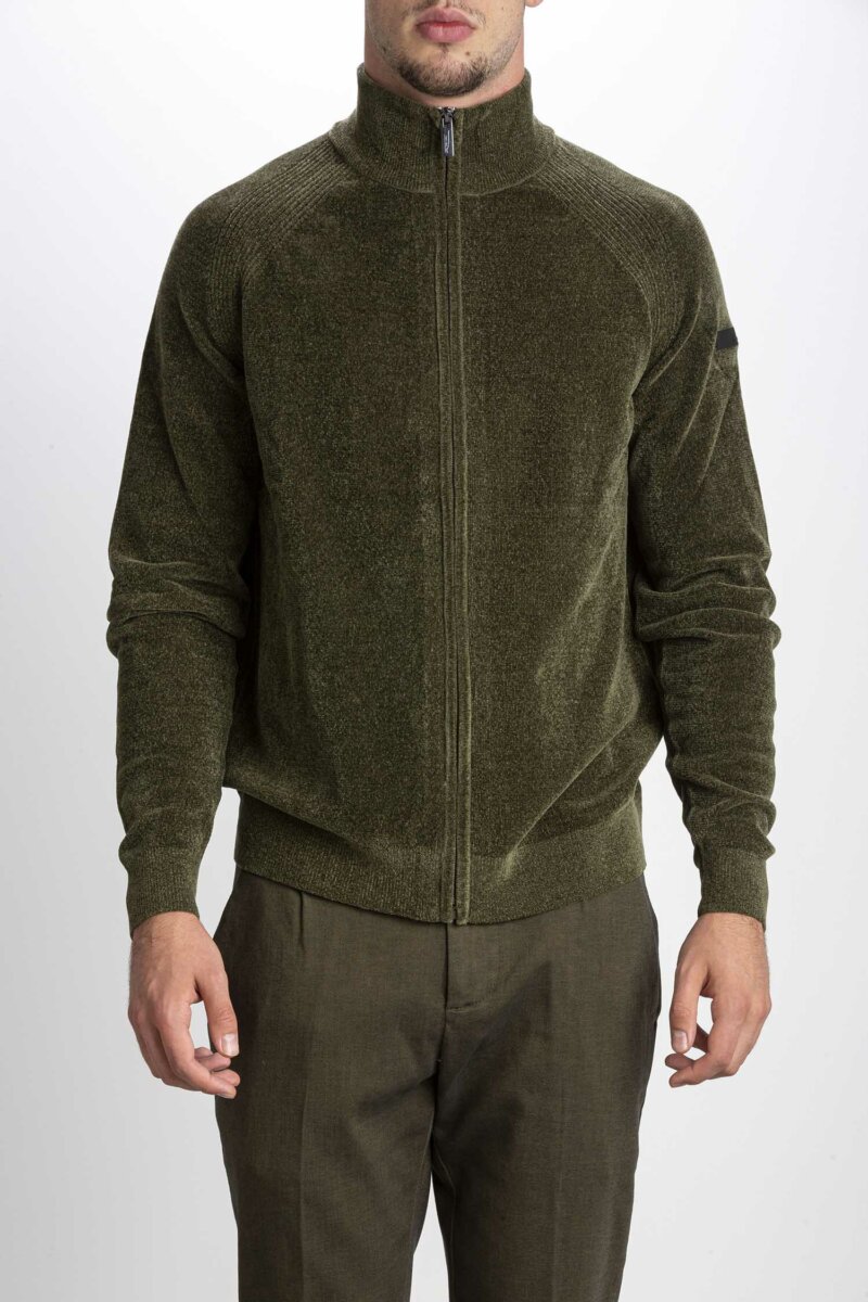 RRD-MAGLIA VELVET FULL ZIP UOMO-RRDW22083 VERDE