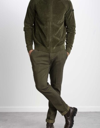 RRD-MAGLIA VELVET FULL ZIP UOMO-RRDW22083 VERDE