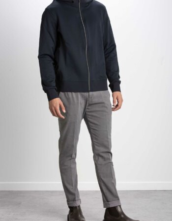 RRD-PILE BISBASIC HOOD ZIP UOMO-RRDW22171 BLUEBLACK