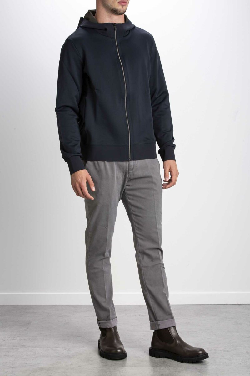 RRD-PILE BISBASIC HOOD ZIP UOMO-RRDW22171 BLUEBLACK