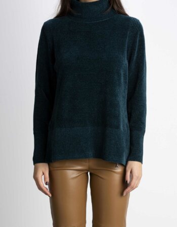 RRD-MAGLIA VELVET VENT TURTLENECK D.-RRDW22656 VERDE