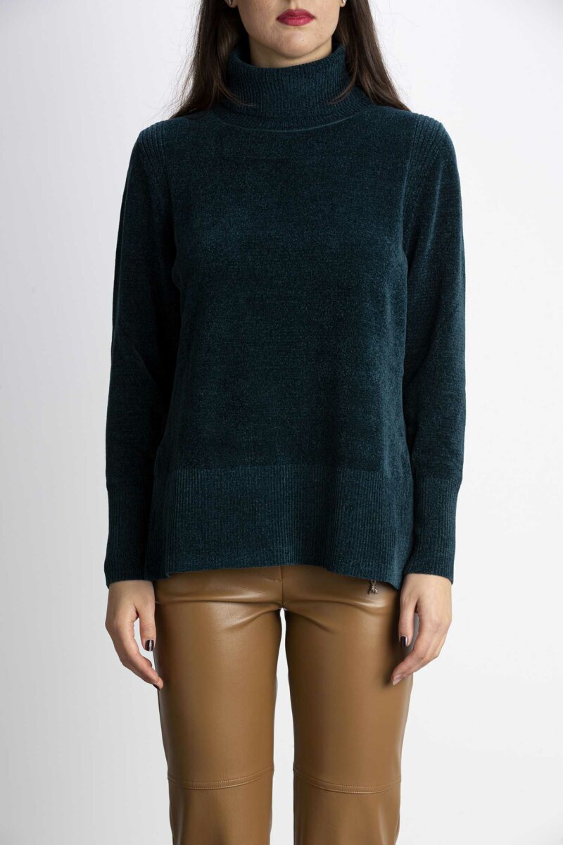 RRD-MAGLIA VELVET VENT TURTLENECK D.-RRDW22656 VERDE