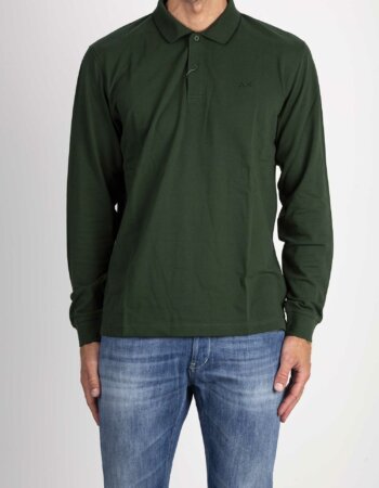 SUN68-POLO SMALL STRIPES EL. L/S-SNA43105 VERDE