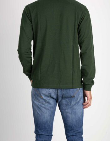 SUN68-POLO SMALL STRIPES EL. L/S-SNA43105 VERDE