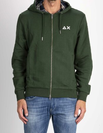 SUN68-HOOD ZIP CONTRAST FABRIC-SNF43123 VERDE