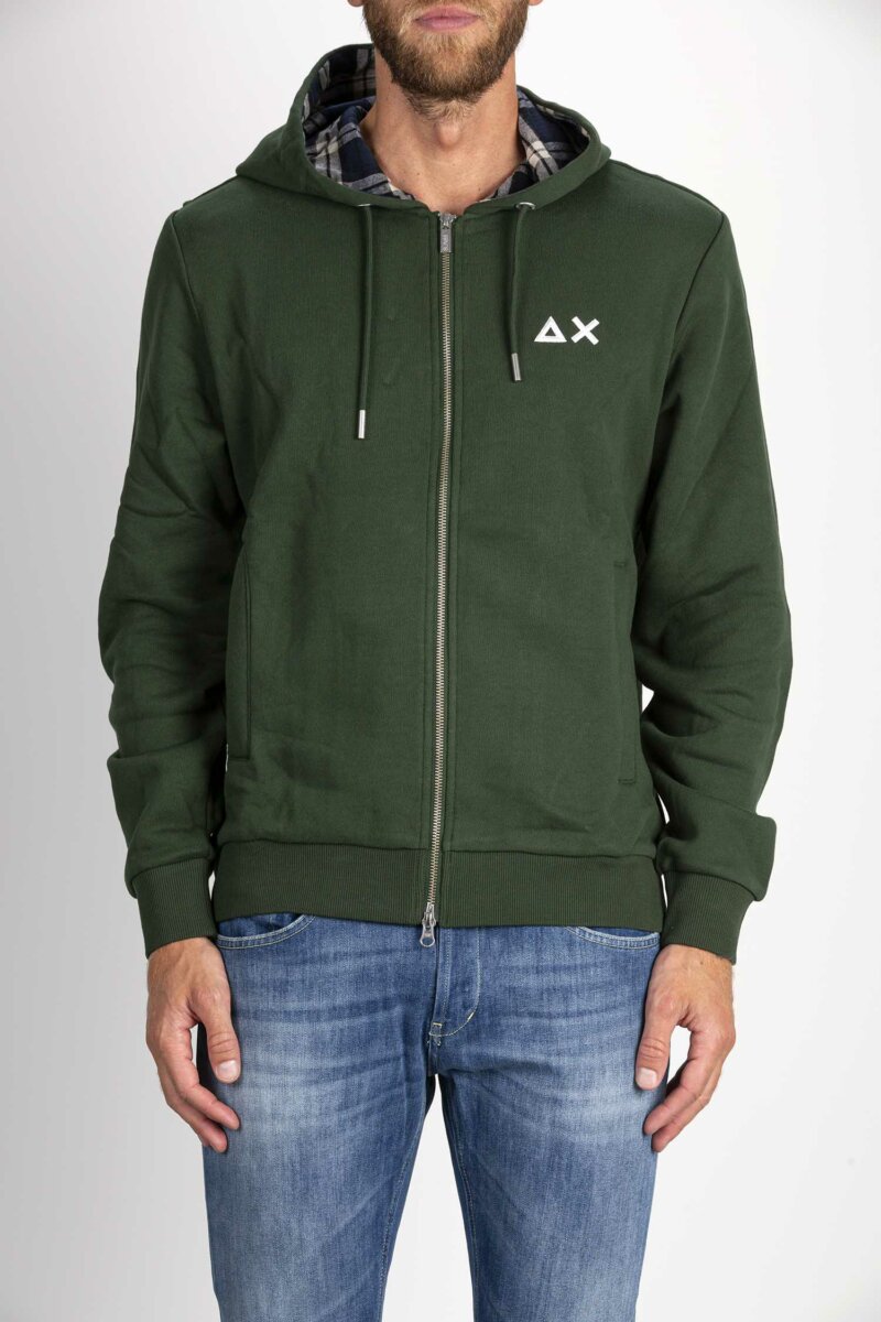 SUN68-HOOD ZIP CONTRAST FABRIC-SNF43123 VERDE