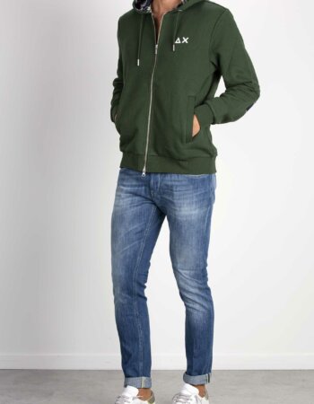 SUN68-HOOD ZIP CONTRAST FABRIC-SNF43123 VERDE