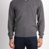 SUN68-MAGLIA V NECK DOUBLE RIB-SNK43107 GRIGIO