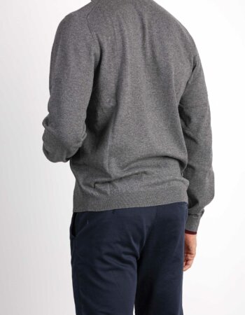 SUN68-MAGLIA V NECK DOUBLE RIB-SNK43107 GRIGIO