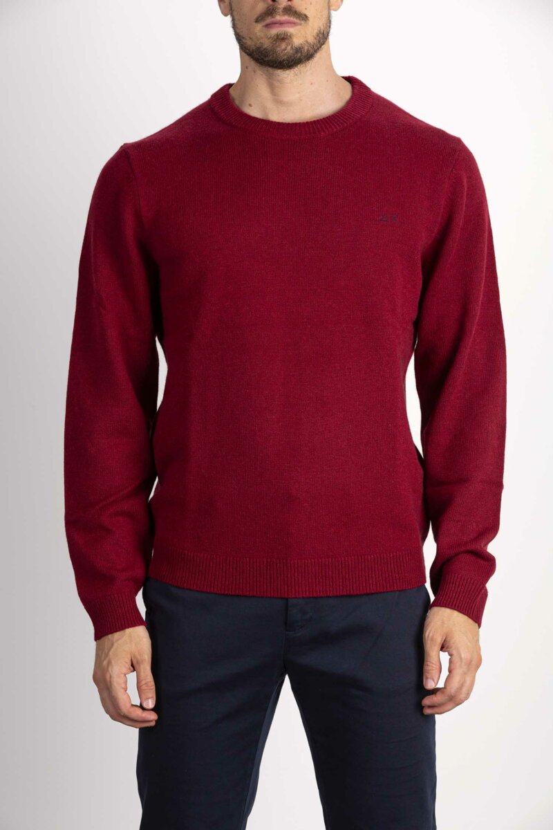 SUN68-MAGLIA ROUND SOLID COLOR-SNK43134 ROSSO