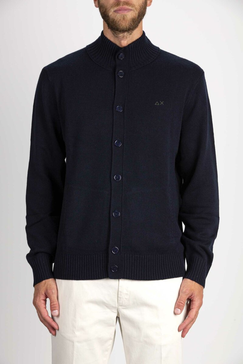 SUN68-CARDIGAN SOLID COLOR-SNK43135 NAVY