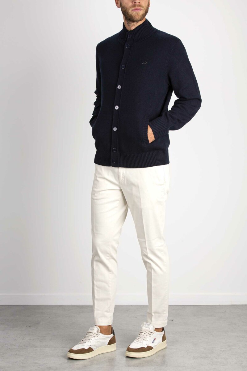 SUN68-CARDIGAN SOLID COLOR-SNK43135 NAVY