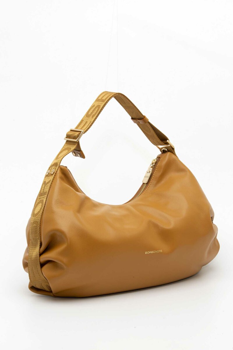 BORBONESE-BORSA HOBO MEDIUM VITELLO NAPPATO-BO924162AL6 MIELE