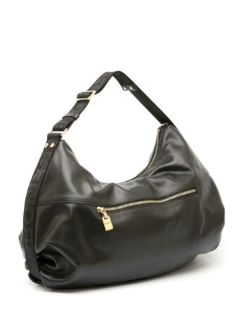 BORBONESE-BORSA HOBO LARGE IN VITELLO NAPPATO-BO924163AL6 NERO