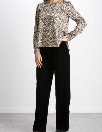 EMME MARELLA-BLUSA IN TWILL STAMPATO ANIMALIER-EMFASHION PANNA