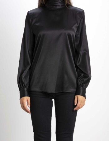 PINKO-BLUSA BABI SATIN STRETCH-PKBABI BLACK