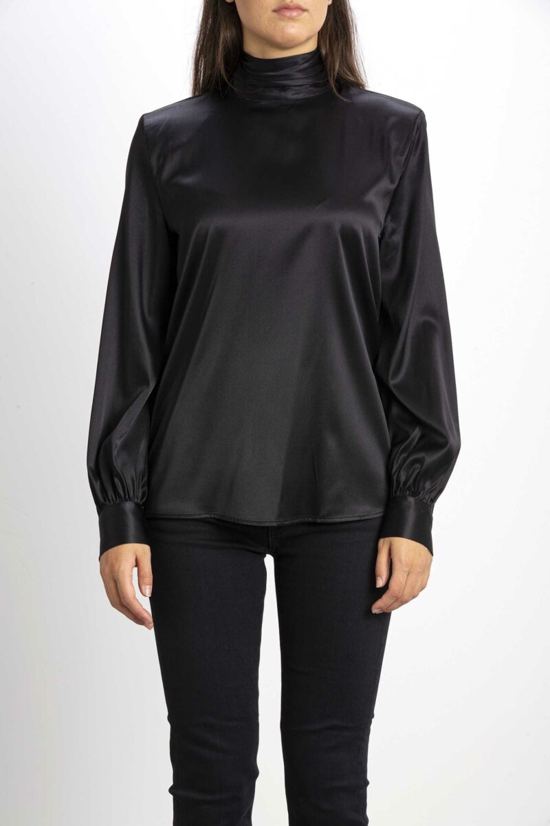 PINKO-BLUSA BABI SATIN STRETCH-PKBABI BLACK