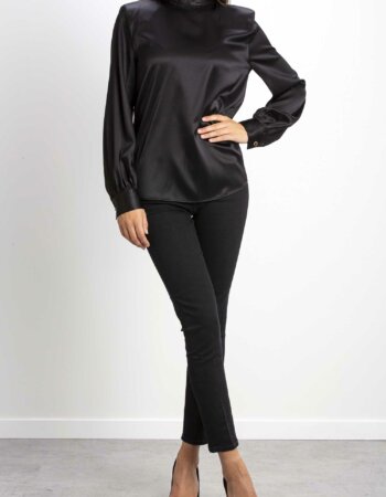 PINKO-BLUSA BABI SATIN STRETCH-PKBABI BLACK