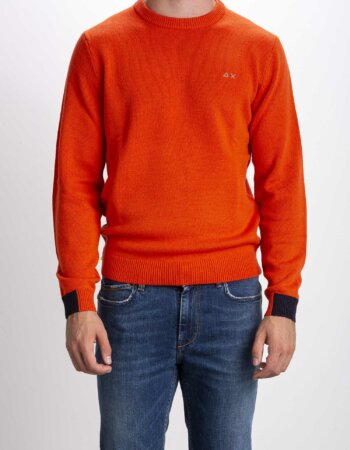 SUN68-MAGLIA GIROCOLLO SOLID COLOR RIB-SNK42134 ARANCIO