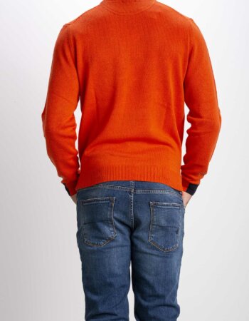 SUN68-MAGLIA GIROCOLLO SOLID COLOR RIB-SNK42134 ARANCIO