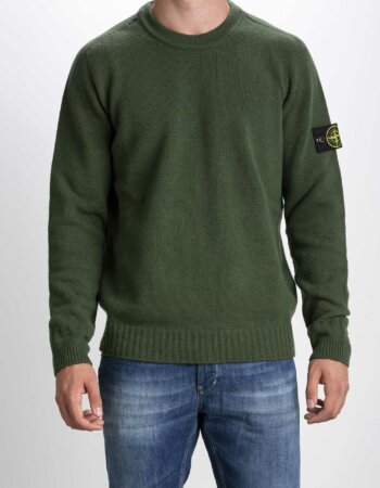 STONE ISLAND-MAGLIA GIRO LAMBSWOOL-ST524A3 VERDE