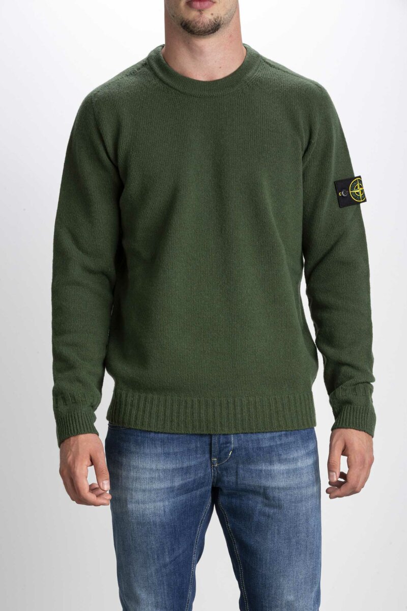 STONE ISLAND-MAGLIA GIRO LAMBSWOOL-ST524A3 VERDE