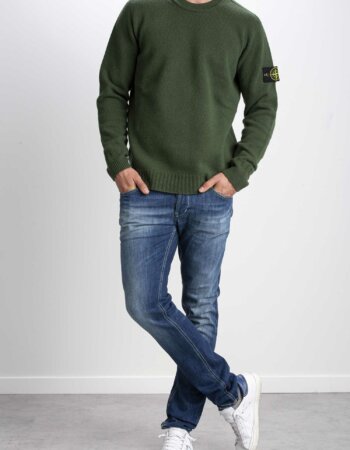 STONE ISLAND-MAGLIA GIRO LAMBSWOOL-ST524A3 VERDE