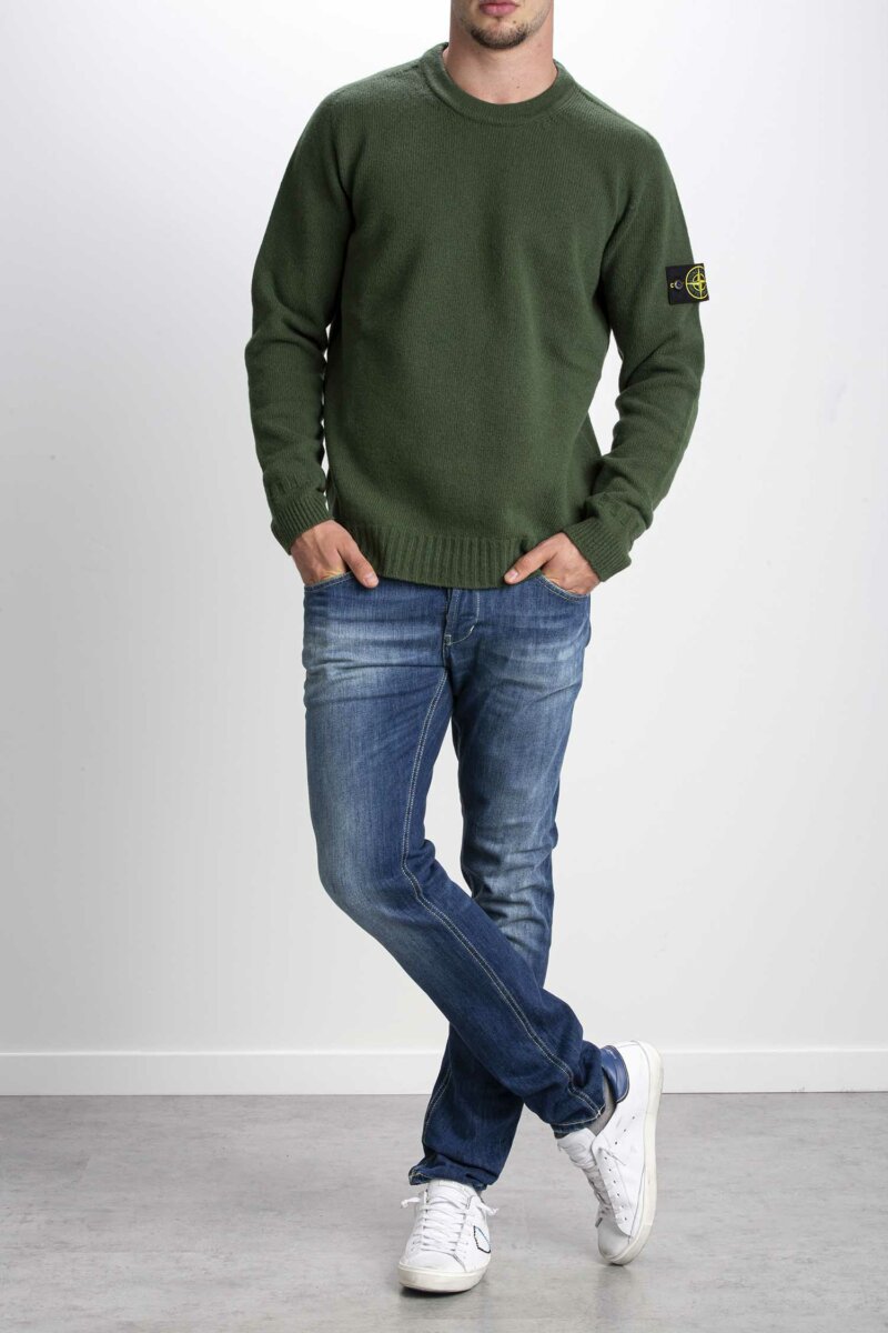 STONE ISLAND-MAGLIA GIRO LAMBSWOOL-ST524A3 VERDE