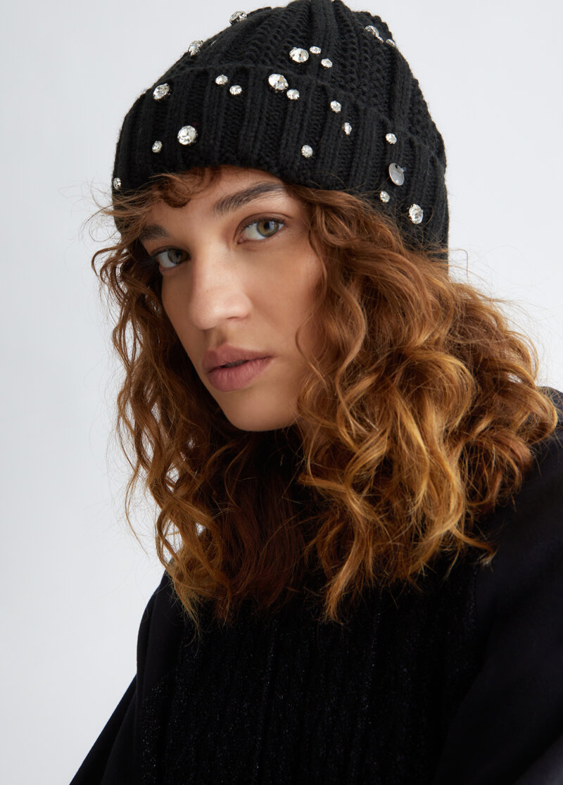 LIU JO-CAPPELLO CON APPLICAZIONI-LJ2F3065M0300 NERO