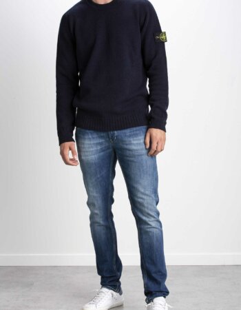 STONE ISLAND-MAGLIA GIRO LAMBSWOOL-ST524A3 BLU