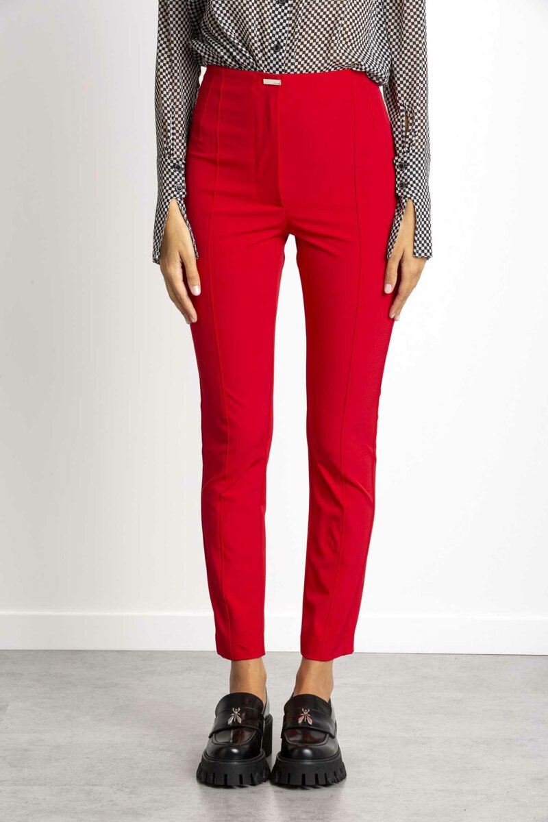 PATRIZIA PEPE-PANTALONE SLIM TESSUTO TECNICO-PP8P0463A110 ROSSO