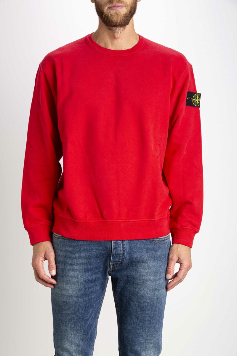 STONE ISLAND-FELPA GIRO NUOVO DETT. DIETRO-ST61720A2 ROSSO