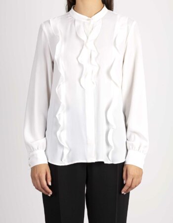 MARELLA-CAMICIA CON ROUCHES-MAAGUZZE PANNA