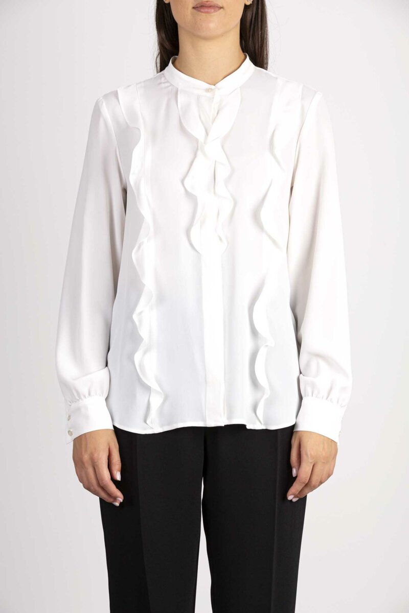 MARELLA-CAMICIA CON ROUCHES-MAAGUZZE PANNA